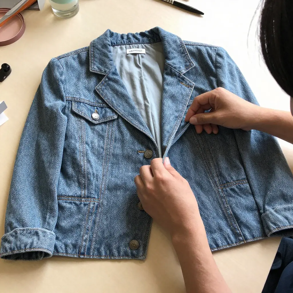 Clothing upcycling process showing garment transformation